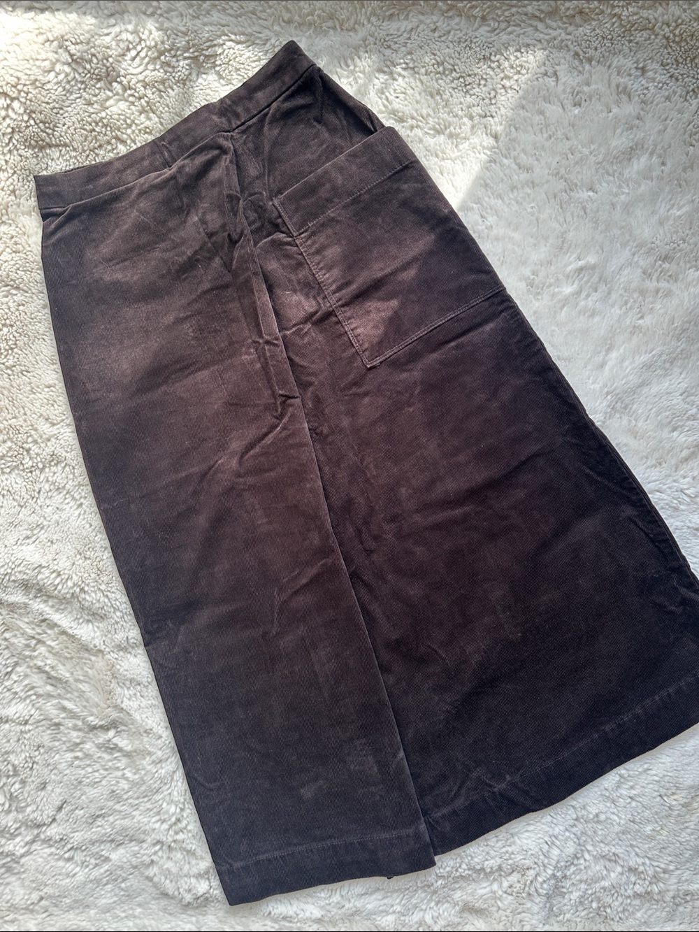 Brown Corduroy A-Line Maxi Skirt Ankle Length Fall Boho